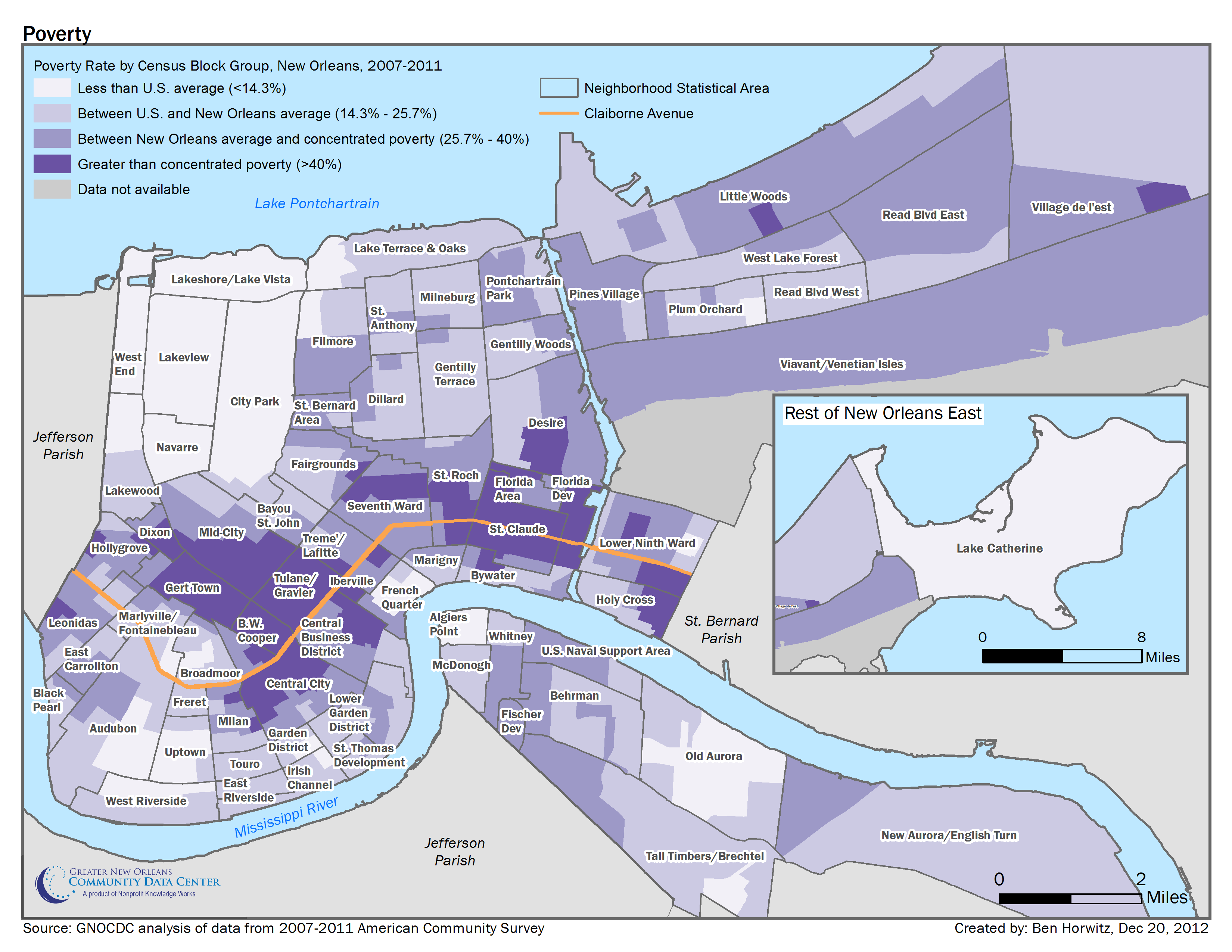 Map Of New Orleans Districts Geographies Of Poverty | The Data Center