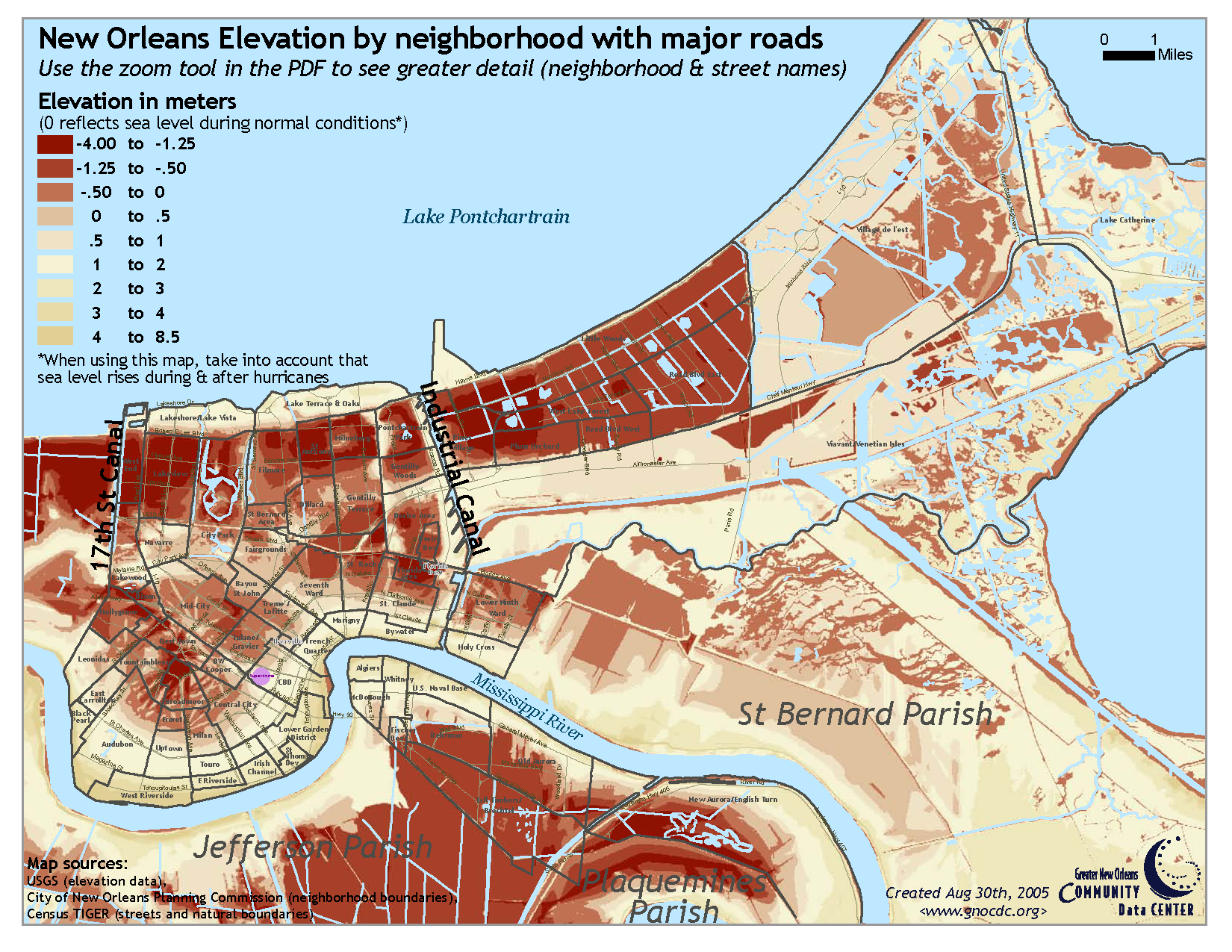 new orleans area zip code map Reference Maps The Data Center new orleans area zip code map
